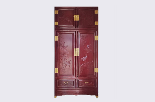 玉环高端中式家居装修深红色纯实木衣柜