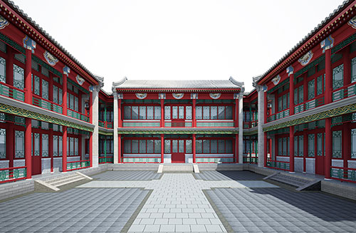 玉环北京四合院设计古建筑鸟瞰图展示