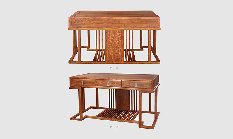 玉环 别墅中式家居书房装修实木书桌效果图